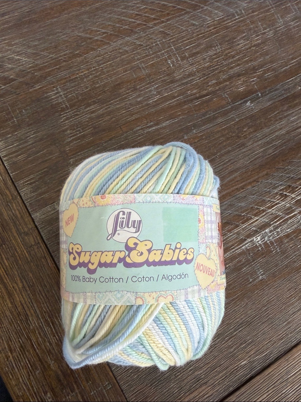 NEW Lily Sugar Babies Pastel Multi Baby Cotton Yarn Skein Blue Yellow Cream Mint